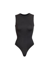 Image 1 of SKIMS- ESSENTIAL SLEEVELESS CREWNECK BODYSUIT THONG- SOOT