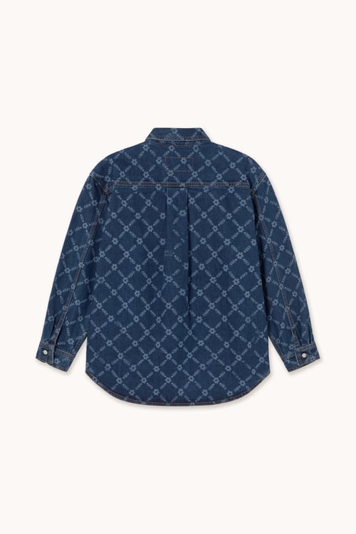 Image of 1-Camisa Flowers Grid Denim Shirt
