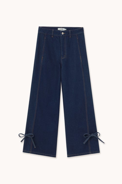 Image of 2-Pantalon denim lace cutlines 