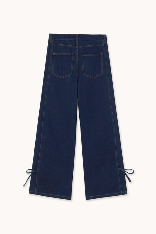 Image of 2-Pantalon denim lace cutlines 