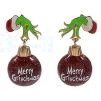 Merry Grinchmas Glitter Ornament Earrings