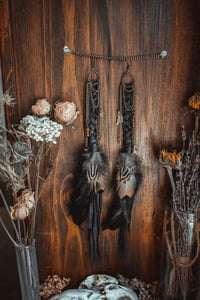 Image 6 of Braided leather and bone earrings