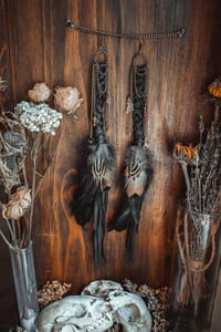 Image 1 of Braided leather and bone earrings