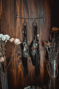 Image 5 of Long feather and leather earrings