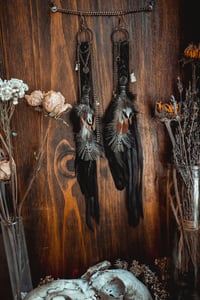 Image 6 of Long feather and leather earrings