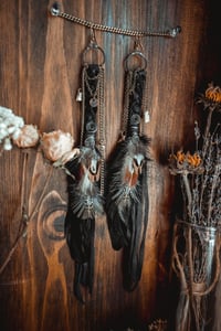 Image 7 of Long feather and leather earrings