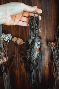 Image 4 of Long feather and leather earrings