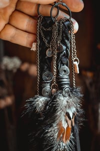 Image 3 of Long feather and leather earrings