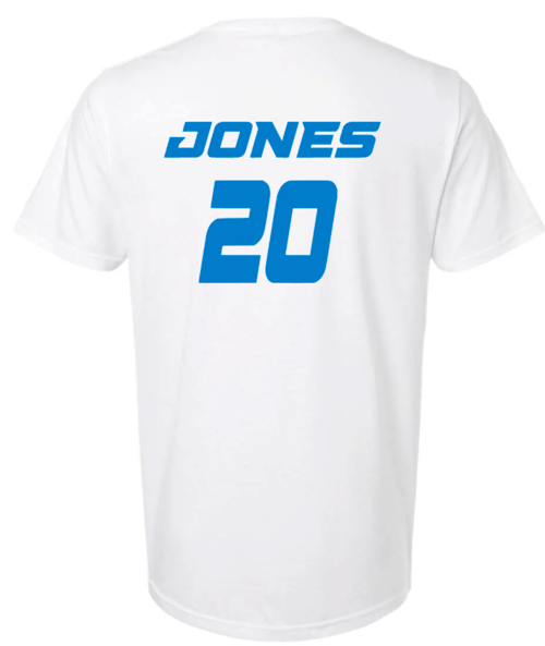 Image of TNT 2025/WHITE tee/NAME AND NUMBER ON BACK/ADULT