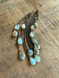 Image 6 of Labradorite, Shadows and Lights - brass earrings / n144