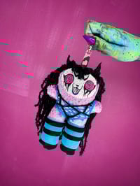 Image 1 of Pink Squeakling keychain plushie cyan 