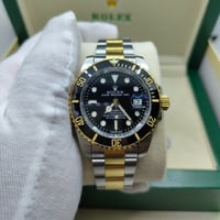 Image 2 of Rolex Style - Black on Gold w/ Gold+Silver Band (DateJust)