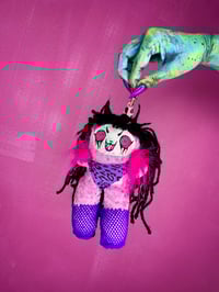 Image 2 of Pink Squeakling keychain plushie purple 