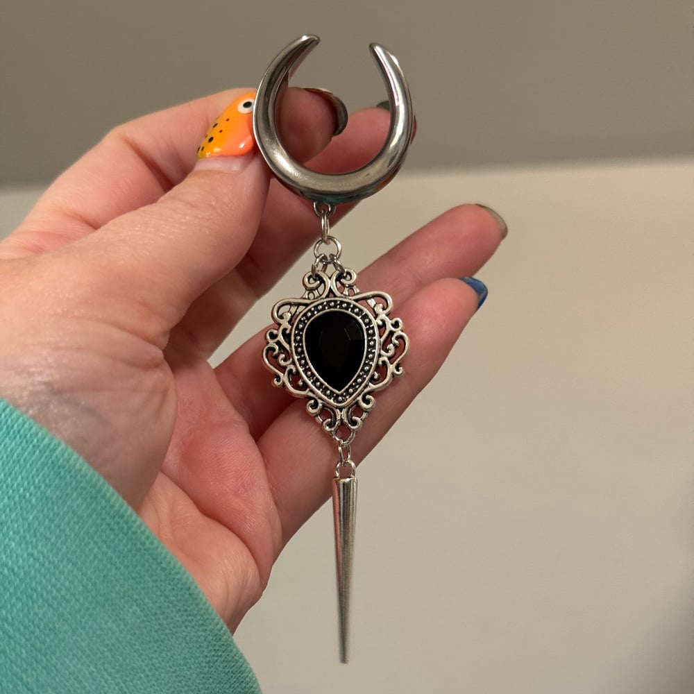 Image of Black & Silver Fancy Dangles (sizes 2g-1 1/2)