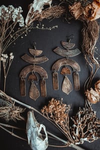 Image 9 of Reaching brass charm earrings