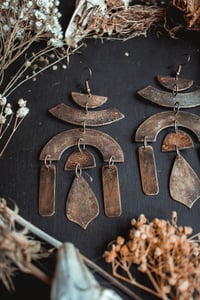 Image 10 of Reaching brass charm earrings