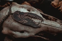 Image 2 of Wolf Skull etched brass necklace