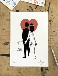 Image of "Donner sa main au panier" limited homemade art print