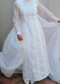 Image 3 of Vintage 60s wedding dress with long sleeves train