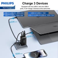 Image 3 of Philips 65W Fast Charging Wall Adapter – Black