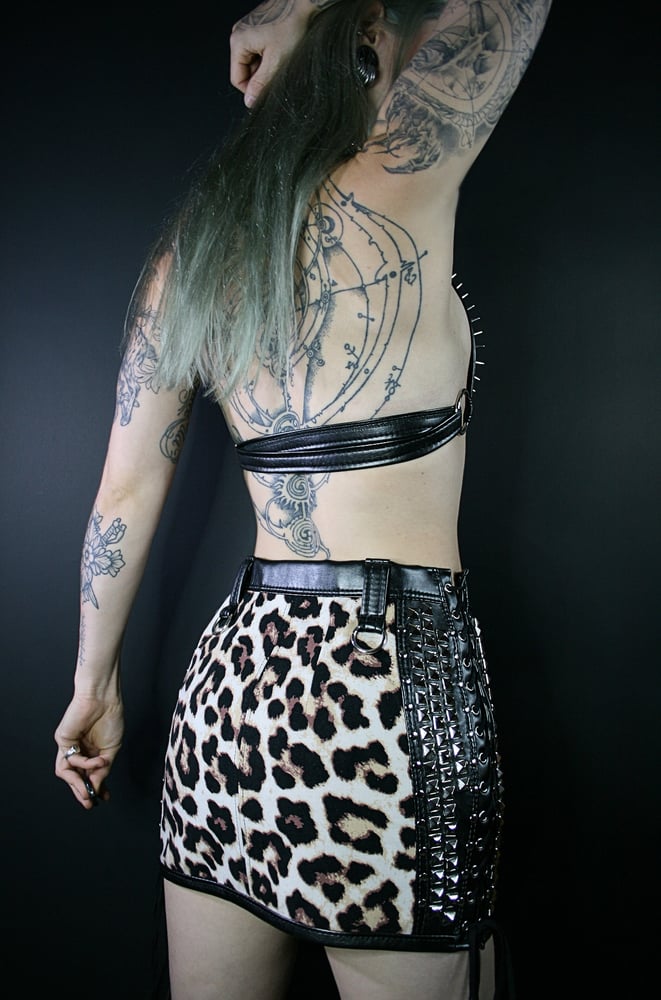 Image of SPIKED LEOPARD BRA
