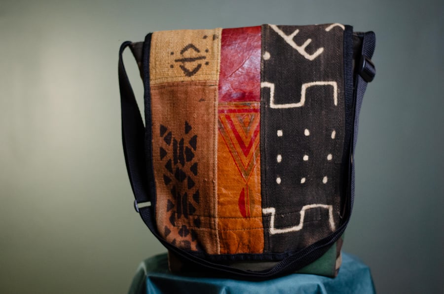 Image of Afro Bogolon Mixed Media Messenger Bag