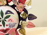 Image 7 of Photophore mexicain vintage en terre cuite . Arbre de Vie floral et solaire . Folk Art années 60/70