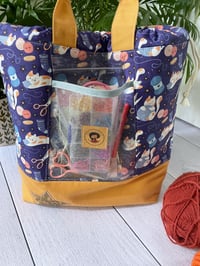 Image 3 of Sac à projets taille M, poche avant transparente: Chatons et pelotes