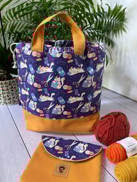 Image 2 of Sac à projets taille M, poche avant transparente: Chatons et pelotes