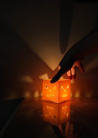 Image 2 of 🎃 Cube Candle Holder | Pumpkin Model 🕯️ Illuminate Your Halloween in Style!
