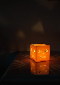 Image 1 of 🎃 Cube Candle Holder | Pumpkin Model 🕯️ Illuminate Your Halloween in Style!