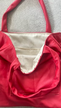 Image 2 of Red leather tote bag