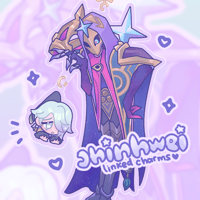 Image 1 of dark cosmic jhin & winterblessed hwei linked charms [ PRE-ORDER ]