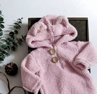 Image 3 of Sitter romper for photo shoots | Fluffy Bear romper | age 9-12 months | baby pink