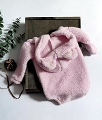 Image 1 of Sitter romper for photo shoots | Fluffy Bear romper | age 9-12 months | baby pink