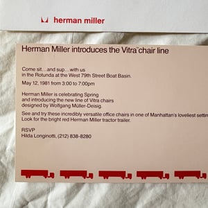 Image of 1981 Herman Miller Vitra Chair Invite & Envelope