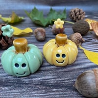 Image 2 of Mint Green/Yellow Ceramic Smiley Pumpkins