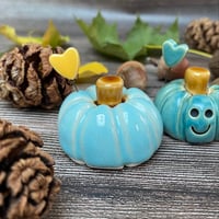 Image 2 of Handmade Green/Blue Ceramic Pumpkins