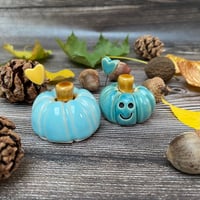 Image 1 of Handmade Green/Blue Ceramic Pumpkins