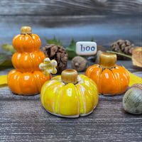 Image 3 of Handmade Orange/Yellow Ceramic Pumpkins/Stack
