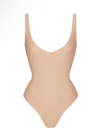 Image 3 of SKIMS- UNLINED PLUNGE THONG BODYSUIT- CLAY