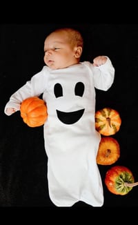 Image 1 of Baby Ghost Gown Baby Neutral Boy’s Girl’s Halloween Costume Baby Shower Gift Neutral Pajamas 