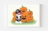 Image 1 of Shih Tzu Pirate Halloween PRINT or SWEATSHIRT of Original Hand Painted Artwork