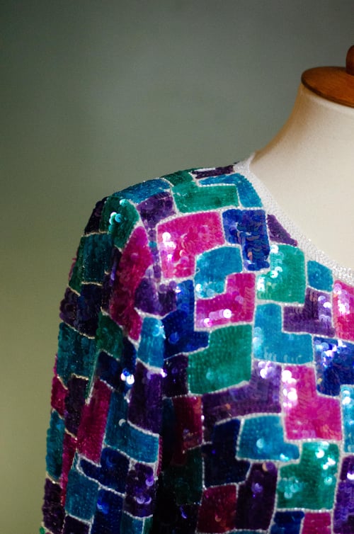 Image of Vintage  Jewel Tone Trophy Full Sequins Jacket