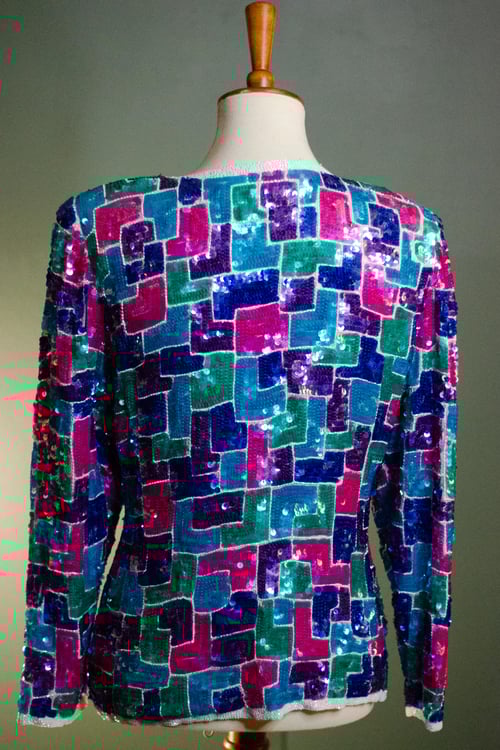 Image of Vintage  Jewel Tone Trophy Full Sequins Jacket