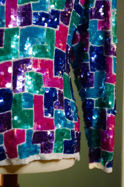 Image of Vintage  Jewel Tone Trophy Full Sequins Jacket