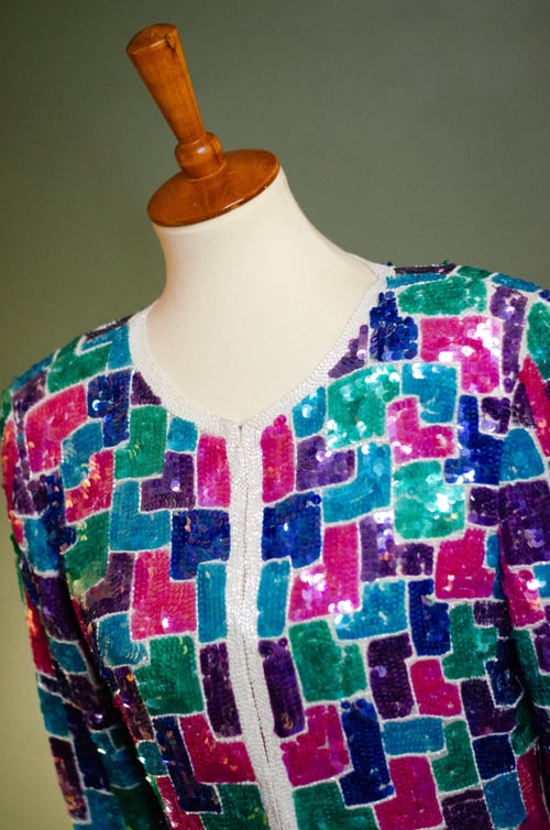 Image of Vintage  Jewel Tone Trophy Full Sequins Jacket
