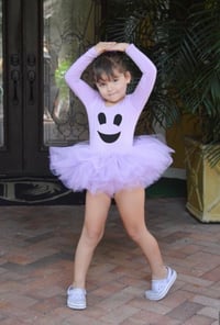 Image 2 of Purple Ghost Tutu Bodysuit Leotard Girl’s Halloween Costume Tulle Spooky Ghost Dress