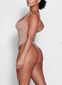 Image 2 of SKIMS- SQUARE NECK BODYSUIT THONG- SIENNA