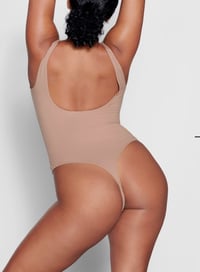 Image 3 of SKIMS- SQUARE NECK BODYSUIT THONG- SIENNA